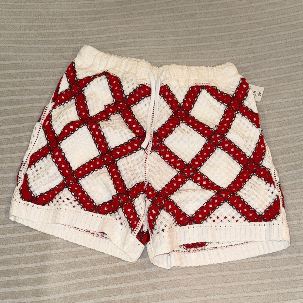 Red and White Men's casual shorts